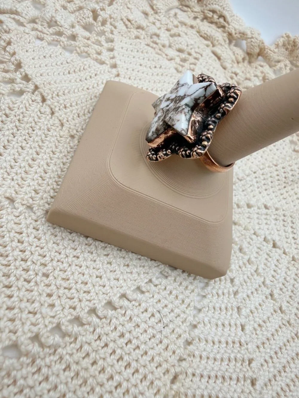 NWT Artisan Wild horse Star-Shap Copper Adj Statement Ring Western Boho Chic 11g